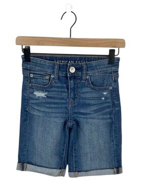 American Eagle Cuffed Distressed Bermuda Short Womens Size 0